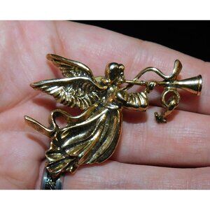 Vintage CAMCO Trumpet Angel Gold Tone Brooch